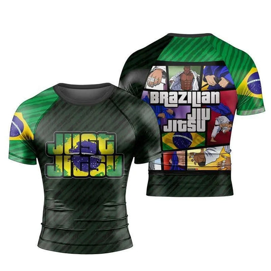 Camiseta de Jiu Jitsu Brasileño para Hombre 2026, Camiseta Deportiva de Manga Corta para Grappling, Ropa Deportiva de Secado Rápido para Gimnasio y Entrenamiento
