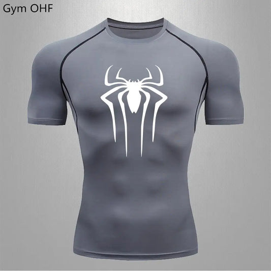 Camiseta de compresión de araña para hombre, camiseta deportiva para gimnasio, sudadera para correr, entrenamiento de Montañismo al aire libre