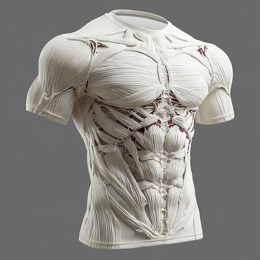 Camisetas con estampado 3D de esqueleto muscular humano de terror, camiseta de manga corta con cuello redondo para hombre y mujer, camisetas informales Harajuku, ropa para hombre